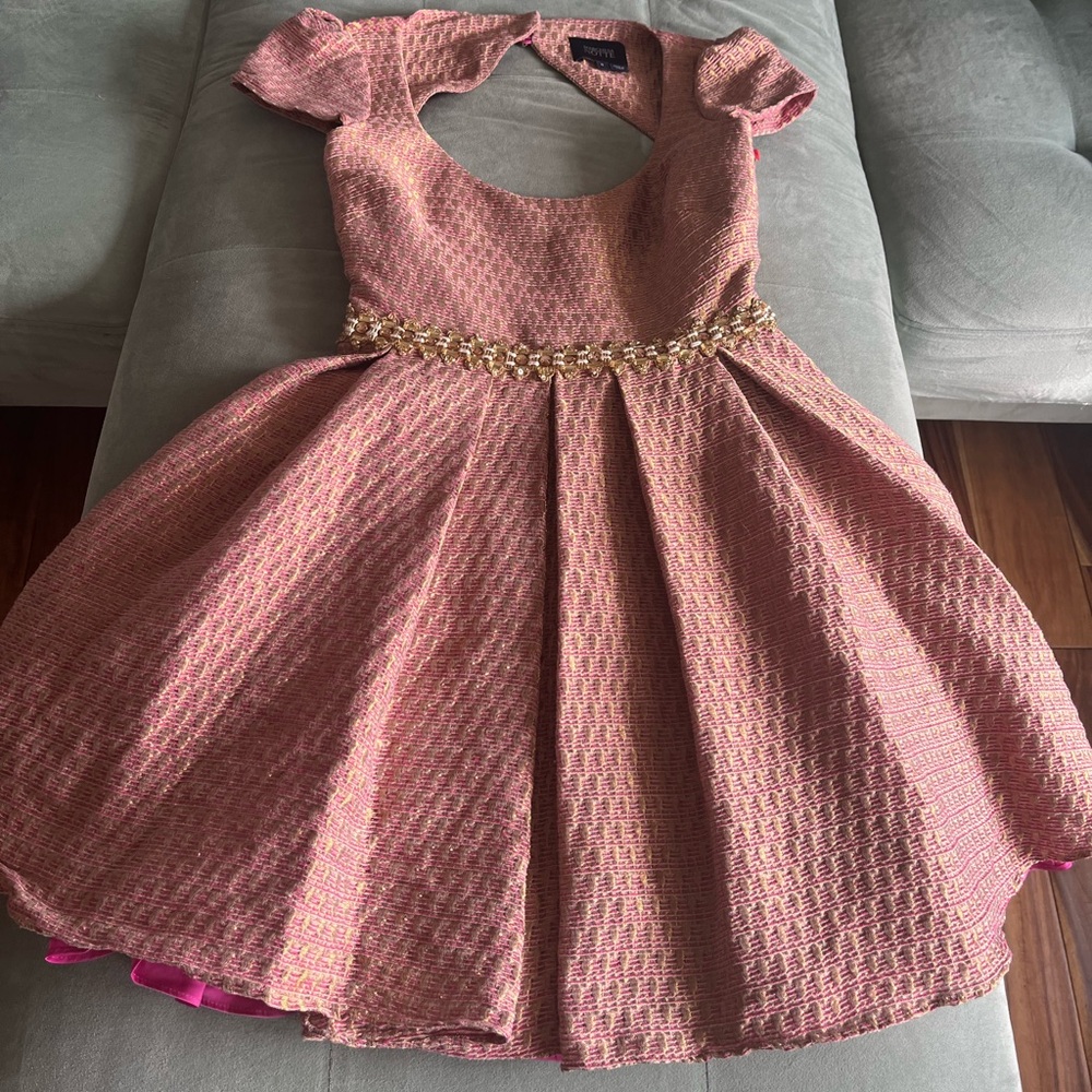 Marchesa Notte pink gold dress size 0